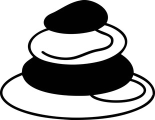 Minimalist balanced stone stack silhouette vector art for tranquility, meditation, and serene natural harmony graphics, zen inspired design