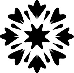 Abstract snowflake silhouette vector illustration, a striking black and white graphic representing winter and ornamental design