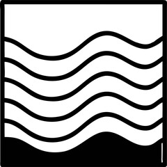 Abstract black liquid level symbol, a clean and modern flat vector icon with a solid wave design, perfect for digital projects and interfaces