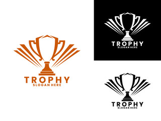 Abstract trophy illustration logo design vector template. Trophy logo design vector template