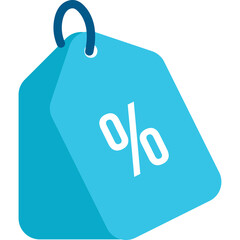 Blue Price Tag With Percentage Symbol For Sale And Discount Shopping Concept With Transparent Background
