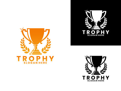 Trophy with plant logo design vector template. Trophy or Award logo design vector