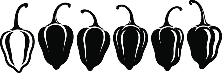Habanero pepper vector illustration hot chili peppers spicy food art