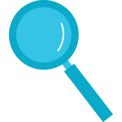 A bright blue magnifying glass illustration with a transparent background offering a clean and simple visual representation of search and discovery concepts