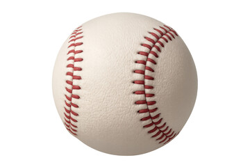 Baseball with red stitching on a white leather texture, symbolizing sports, games, and competition, transparent background