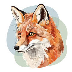 Obraz premium Artistic red fox head portrait vector illustration.
