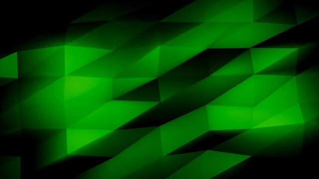 Abstract green polygon background with faceted triangular shapes and gradient effects, modern and stylish