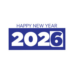 2026 Blue and white Color Style with Isolated on a White background, Happy New Year 2026 Vector Graphic Art, 2026 Number and logo type, 