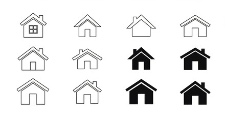 Set of home icons simple line and solid glyph vector design perfect for website navigation and user interface elements