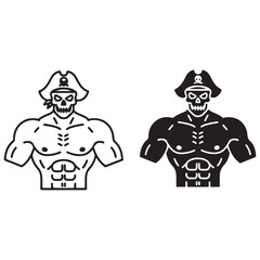 Muscular Skull Pirate Icon
