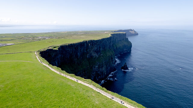 Aerial view of Cliffs of Moher in Ireland