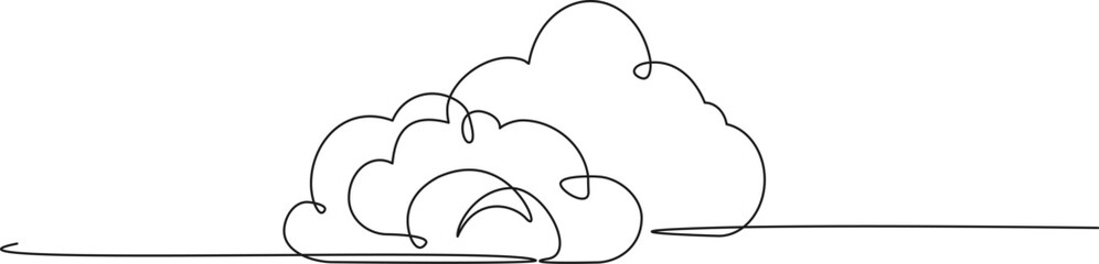 continuous line drawing of abstract cloud shapes, line art vector illustration