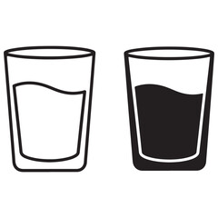 Two Glasses of Liquid, One Empty and One Full, Isolated on White