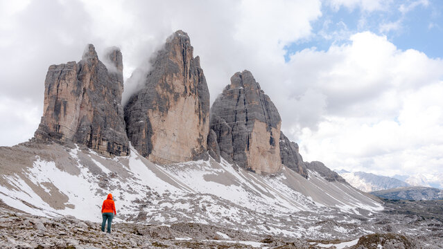 Scenic view of Tre Cime di Lavaredo in the Dolomites