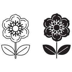 Outline and Silhouette Flower Illustrations