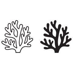 Minimalist Coral Seaweed Icons Outline and Silhouette