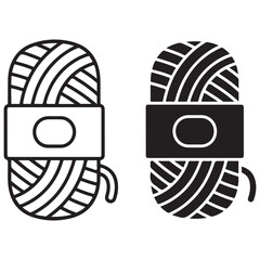 Yarn Ball Icons in Outline and Solid Styles for Knitting and Crafting