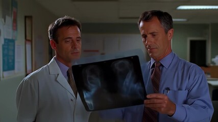 Medical professionals consulting x ray image in healthcare facility collaborating on diagnosis - Powered by Adobe