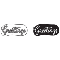 Stylized Greetings Lettering in Script Font with Outline and Solid Background Variations