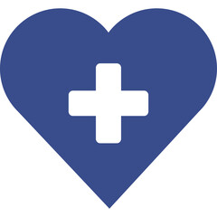 Fototapeta premium Blue Heart Shape With White Plus Sign Medical Symbol Isolated On Transparent Background Clean Graphic Design For Healthcare And Wellness Concepts