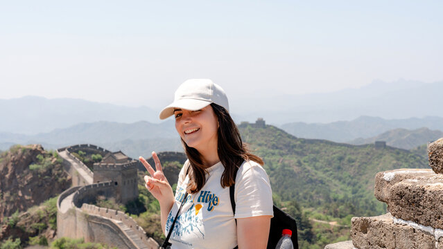 Tourist at Jinshanling section of the Great Wall