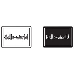 Text "Hello-world" on White and Black Rectangles