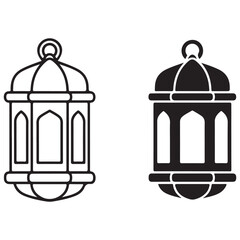 Islamic Lantern Icon Set on White Background