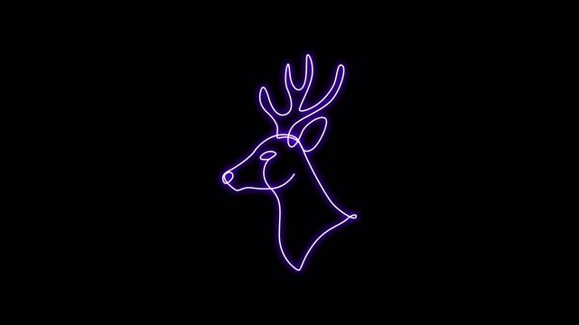 deer one line art blue glow animation video 4K
