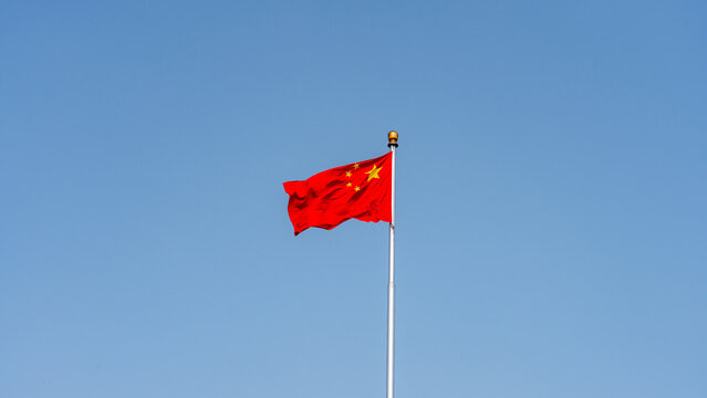 National flag of China against a clear blue sky