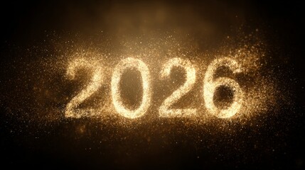 Golden glitter forming 2026 for new year celebration