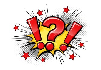 Comic book style exclamation and question marks isolated on white background