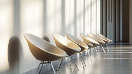 Modern Minimalist Chairs in a Spacious Sunlit Interior with Soft Shadows and Clean Lines