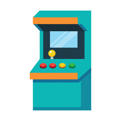 Retro arcade game machine with joystick and colour.
