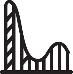 Obraz premium Roller Coaster black silhouette Flat Illustration.