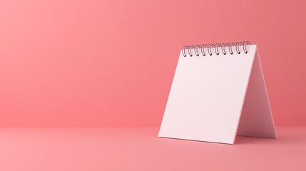 blank desk calendar on a pink background, with copy space for text or design, mockup template