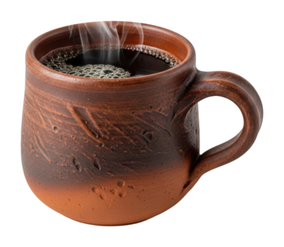 Steaming hot coffee cup kitchen table beverage cozy isolated on transparent background