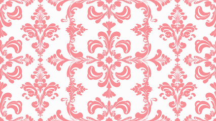 Pink vintage damask seamless pattern in vector
