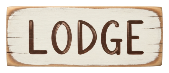 Cozy lodge retreat mountain region rustic sign nature isolated on transparent background