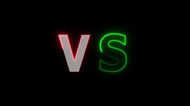 Abstract glowing neon Versus vs background icon animation.VS letters for sports, fight, competition, battle, match, game. Flat black font Versus Icon