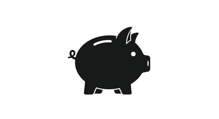 Simple black silhouette of a piggy bank icon representing savings and financial security