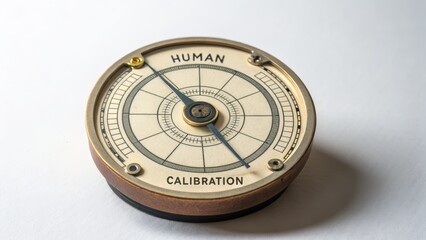 Close up of a vintage circular calibration instrument dial
