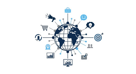 Global digital marketing network connecting businesses and consumers worldwide with various online services