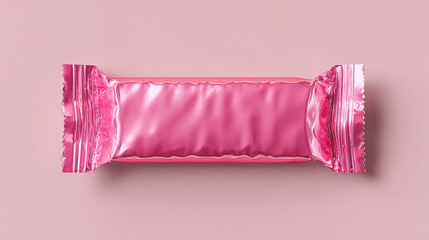 A pink chocolate bar, perfect for snacking. The glossy wrapper glistens
