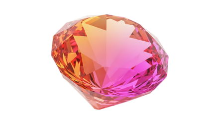 Captivating gemstone with a mesmerizing blend of orange and pink hues, showcasing intricate facets isolated on transparent background