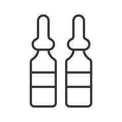 Medicine ampoules icon in line design. medicine ampoules, glass vials on white background vector. Medicine ampoules editable stroke icon