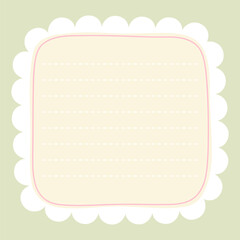 Cute kawaii template square vector frame. Cartoon hand-drawn doodle style. Perfect for stationery, design stickers for notes, notebook sheets, posts for social networks. Pastel palette.