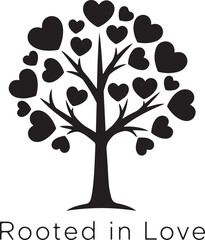 Fototapeta premium Tree with heart leaves rooted in love isolated on white background for valentines day