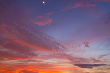 Clouds and sky backdrop at sunset and sunrise,Sunset Sky Clouds in the evening with Red, Orange,...