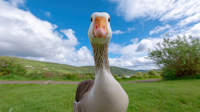 Curious Goose in Bright Outdoor Setting