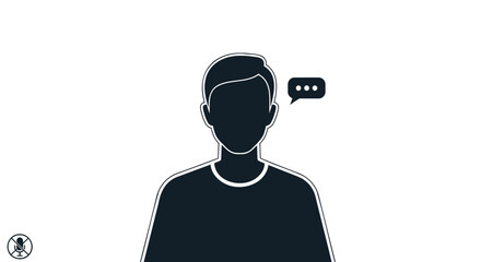 Silhouette of a person with a speech bubble indicating communication or conversation concept
